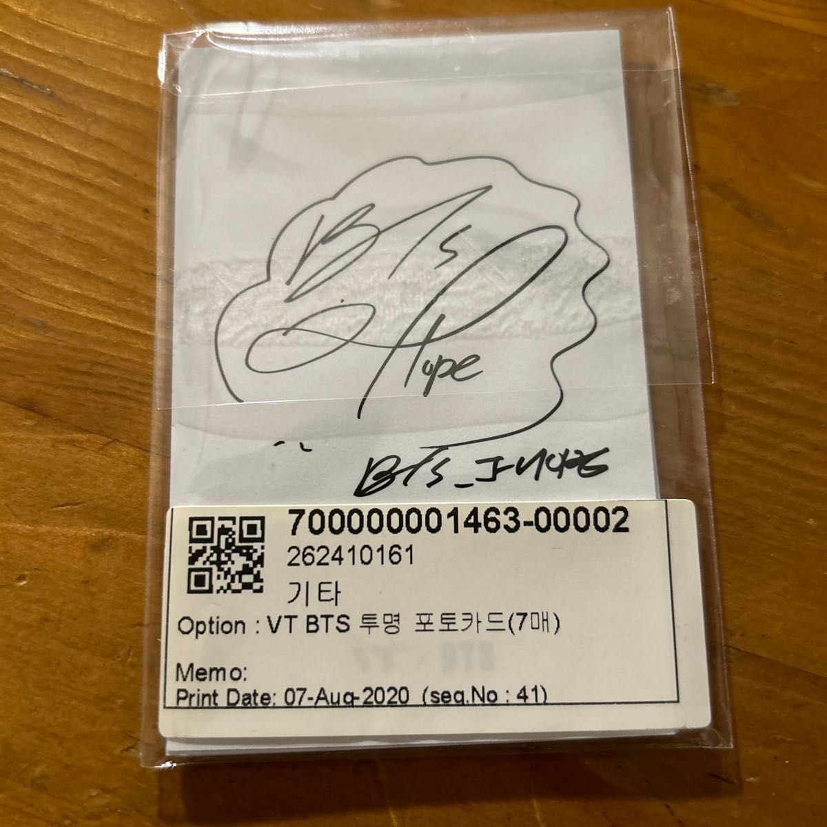 BTS VTサイン入りフォトカード(7人)