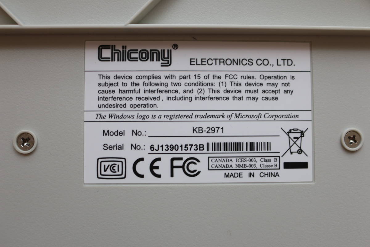 EPSON製パソコン付属品　Chicony キーボード KB-2971 PS2 6J13901573B_画像4