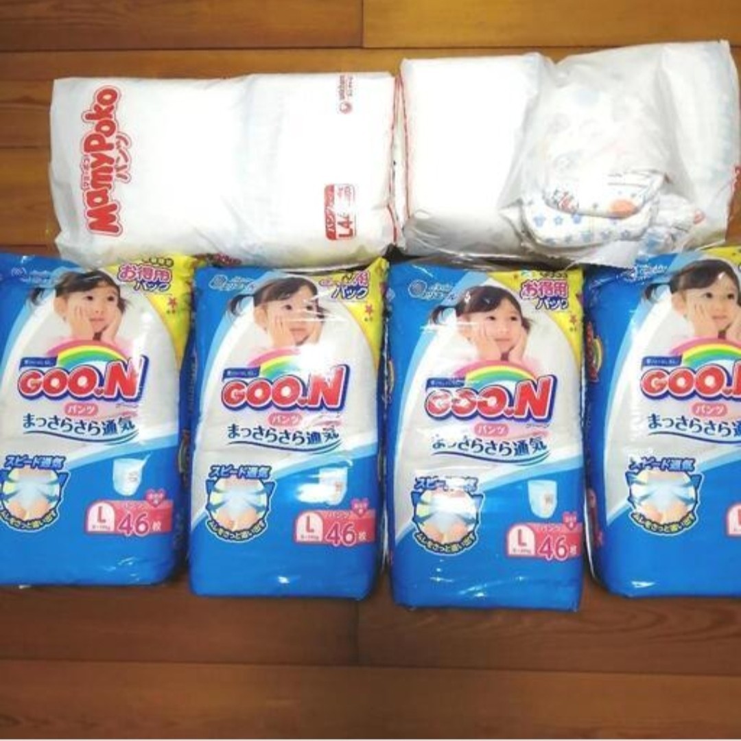 g-n pants L 4 sack mummy poko1 sack big m- knee water game pants Homme tsu diapers made in Japan disposable diapers set sale large amount extra attaching girl 