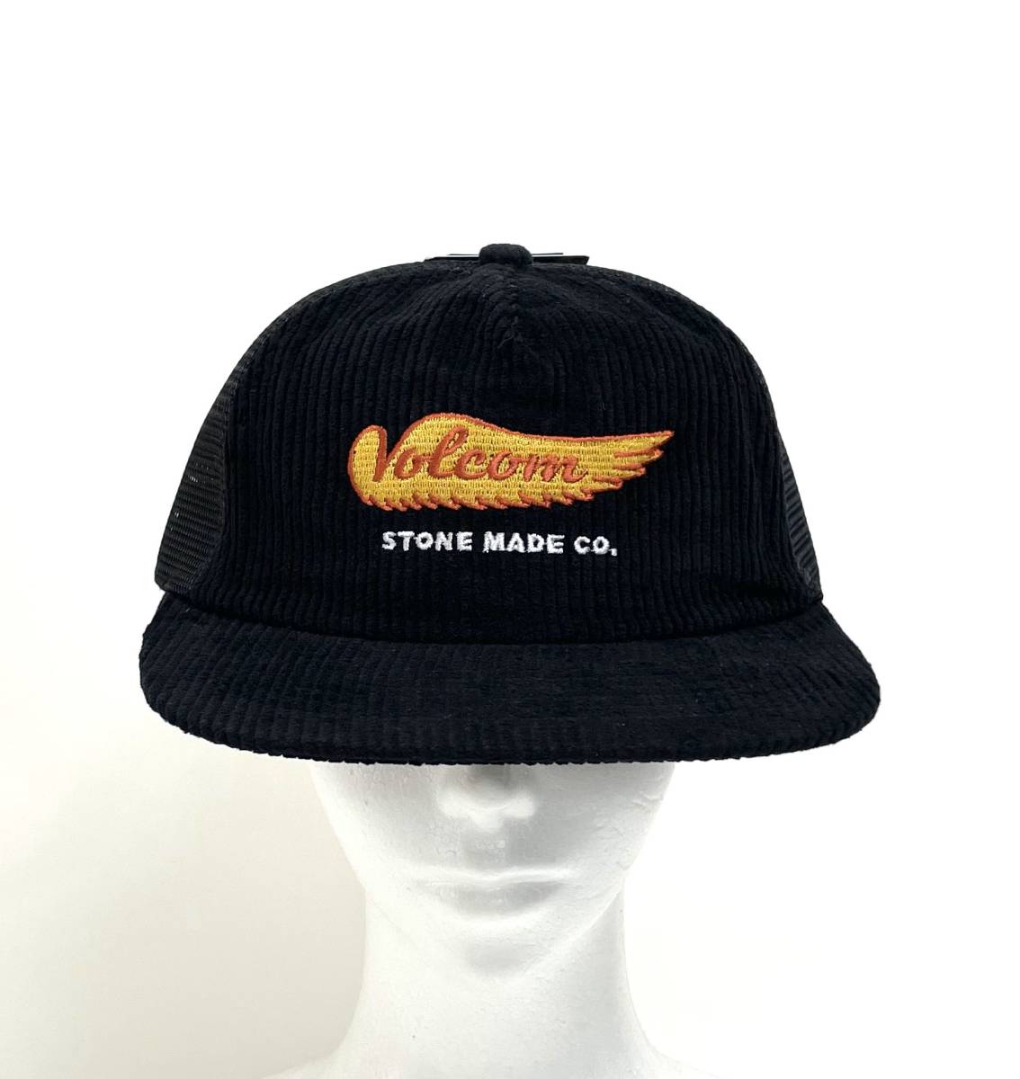 VOLCOM ボルコム D5532306BLK② 帽子 メッシュキャップ MeshCap コーデュロイ 刺繍 ブラック色 チーズハット ヴォルコム 新品即決 送料無料_VOLCOM フラック刺繍