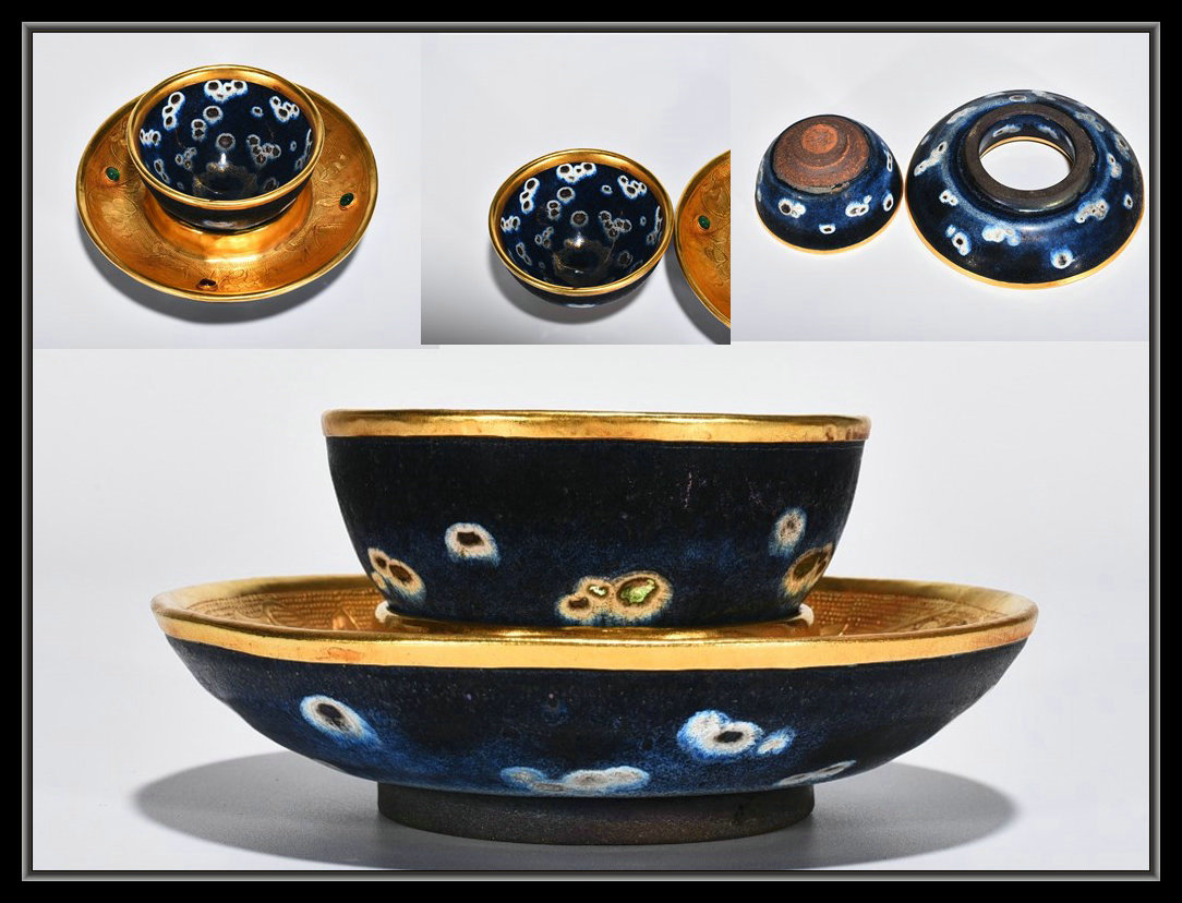 品質のいい 多寶屋】BF155□中国古美術 宋時代 建窯窯変 曜変天目 七彩星空 宋