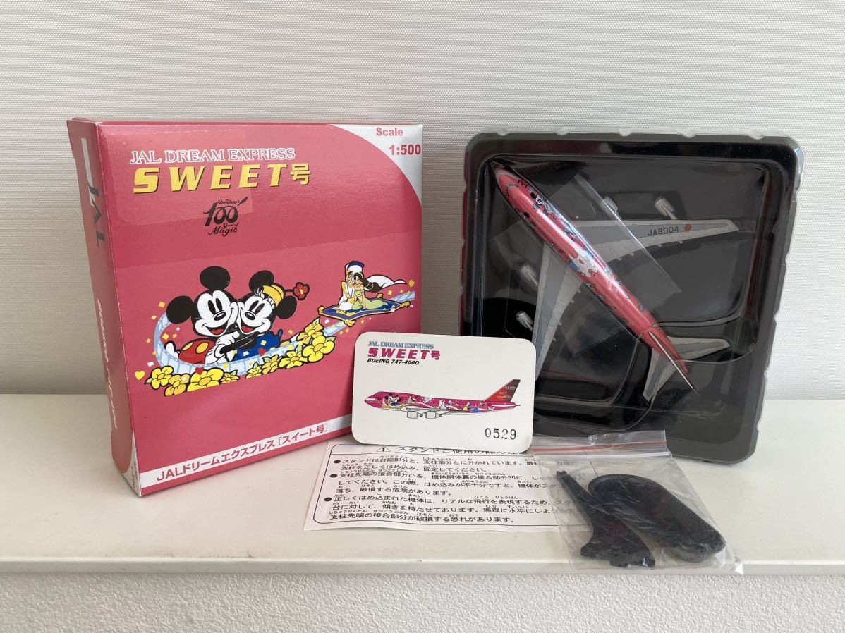 ★送料込み★JALドリームエクスプレス スイート号 ボーイング 747-400 1/500 ディズニー Disney Magic SWEETミッキー ミニー JA8904_画像1