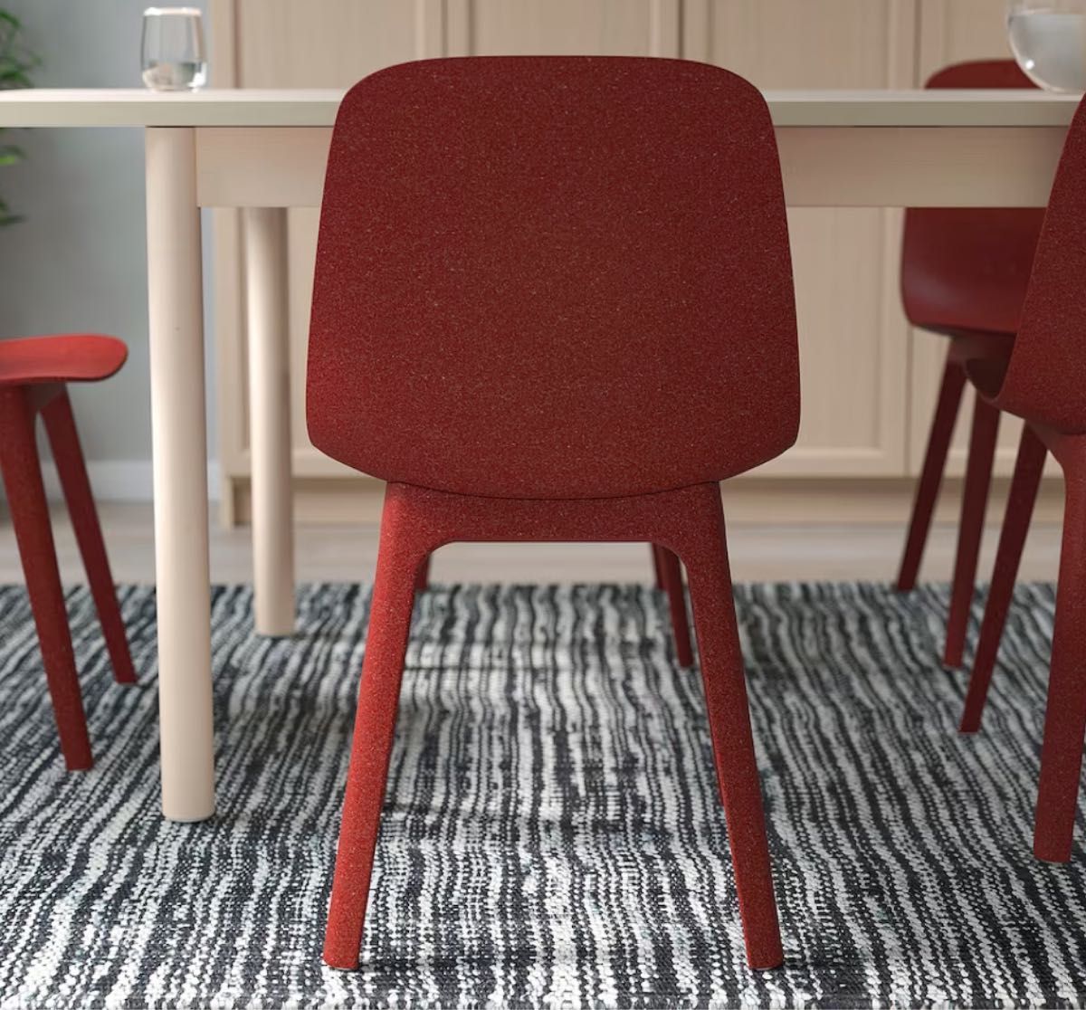 IKEA ダイニングチェア ODGER オドゲル レッド 2脚セット 新品同様 イケア