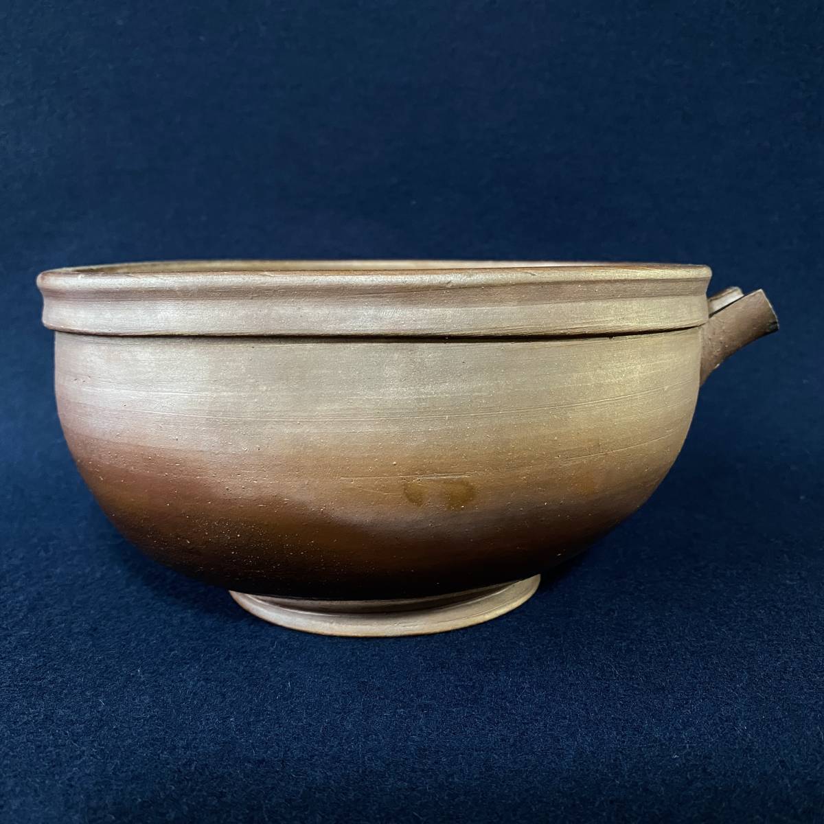 古民具備前焼片口鉢径:19.5cm 高さ:10.5cm 無傷/ 幕末~明治酒器古