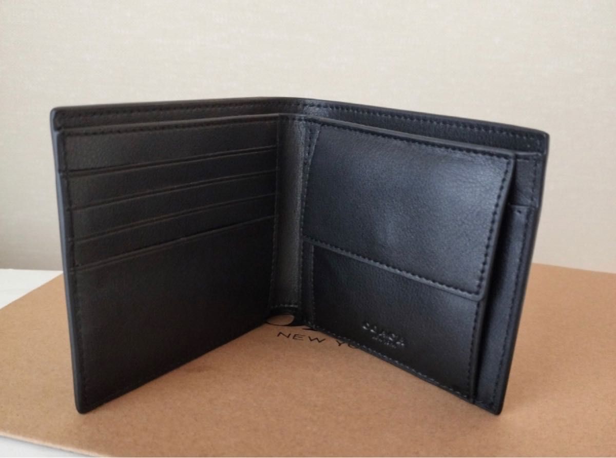 新品未使用】COACH コーチ折り財布 ブラック シグネチャー メンズ折