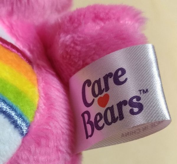 新品 ケアベア ソフトＭＣ チアベア キーリング付きマスコット ぬいぐるみ ピンク色 レインボー 虹 Care Bears ハートマーク 熊 くま クマ_画像2