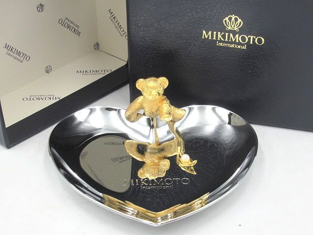 △△ミキモト MIKIMOTO ギンザベア GINZA BEAR ハートトレイ 真珠付き