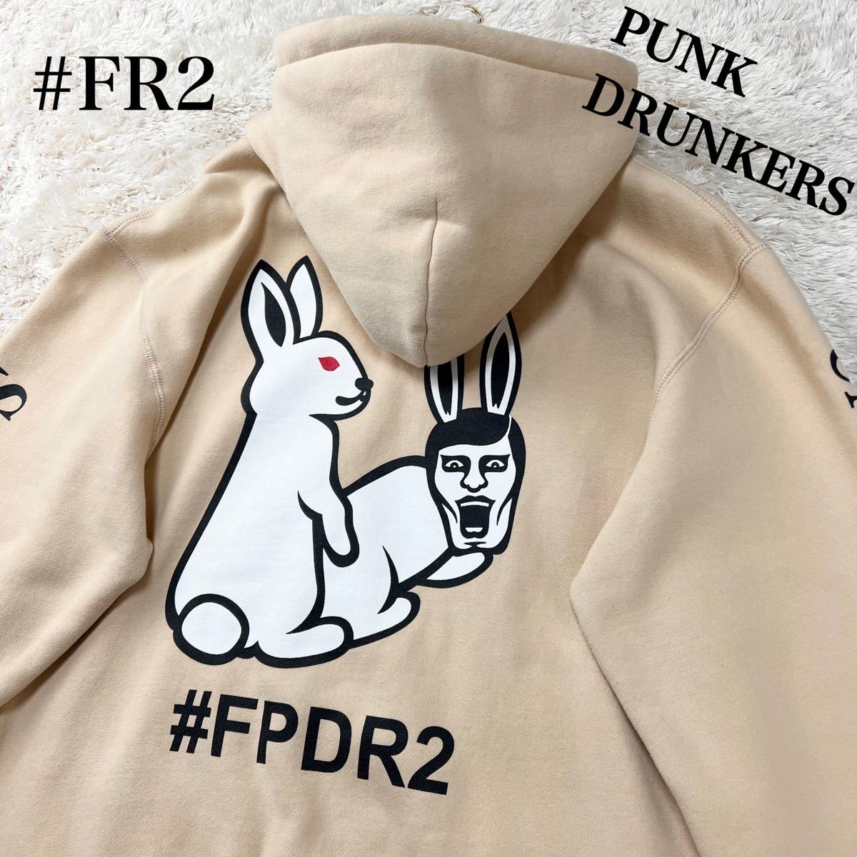 奇跡のコラボ】FR2×PUNK DRUNKERS ロゴ刺繍 パーカー-