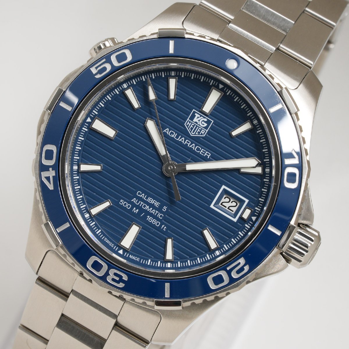 タグホイヤー TAG HEUER 腕時計 アクアレーサー 500m Calibre 5 WAK2111.BA0830 自動巻 青文字盤 メンズ 中古 極美品 [質イコー]