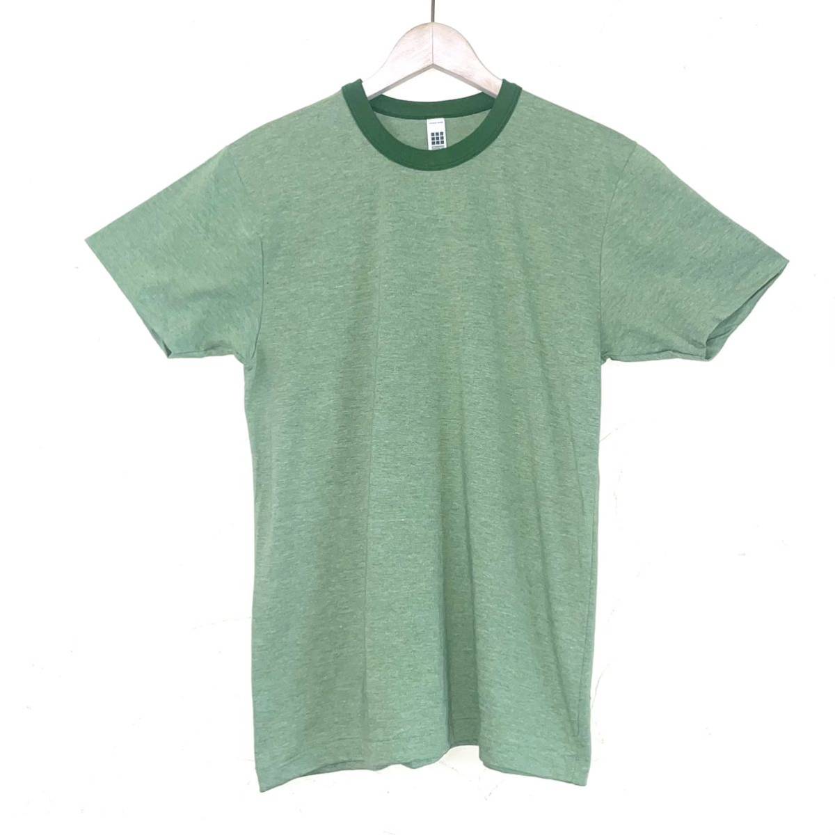 deadstock American Apparel アメアパ 半袖Tシャツ リンガーT グリーン M_画像1
