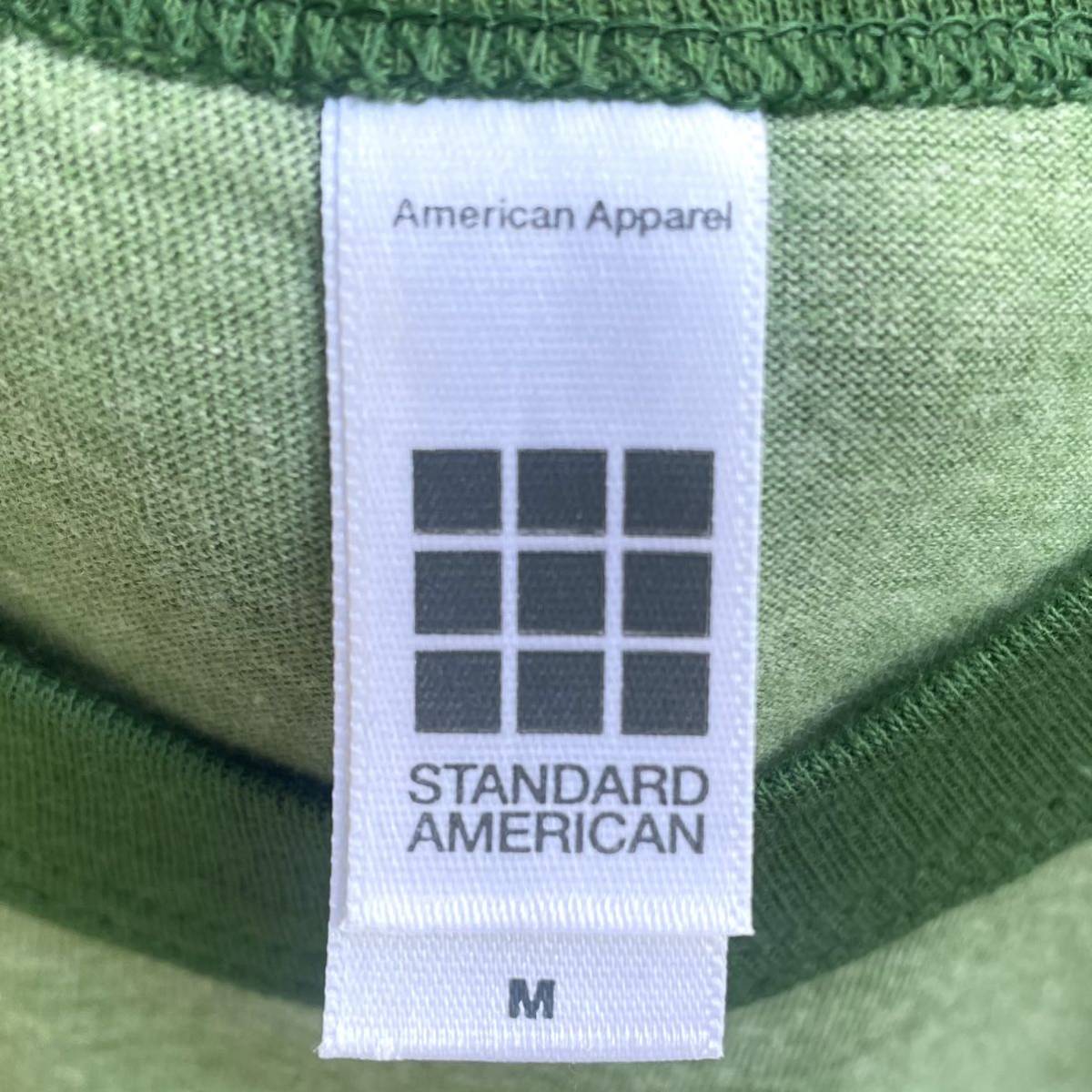 deadstock American Apparel アメアパ 半袖Tシャツ リンガーT グリーン M_画像5