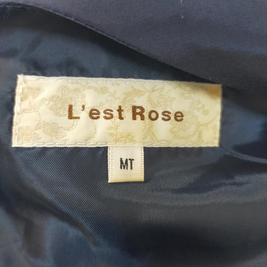 L'est Rose かわいい レストローズ ドレス ネイビー サイズMT ひざ丈 フリル リボン 韓国製_画像7