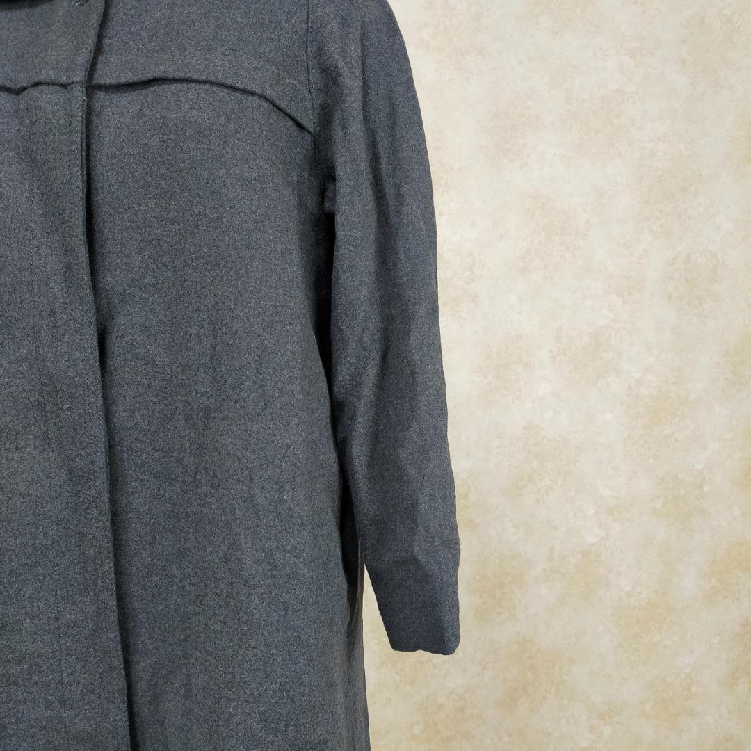 東京スタイル コート グレー 襟ニット 襟付き シンプル ロング丈 灰色 長袖_画像5