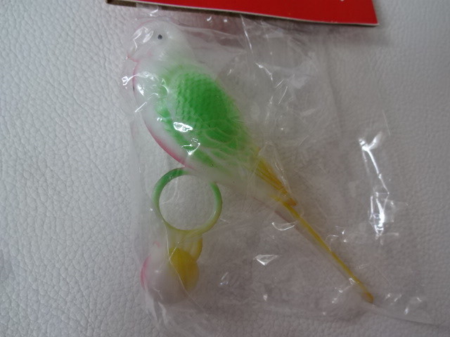 H / bird accessory parakeet toy /.... possible . stick / pastel color. feed inserting / total 4 point set / yellow. tail / retro unused goods 