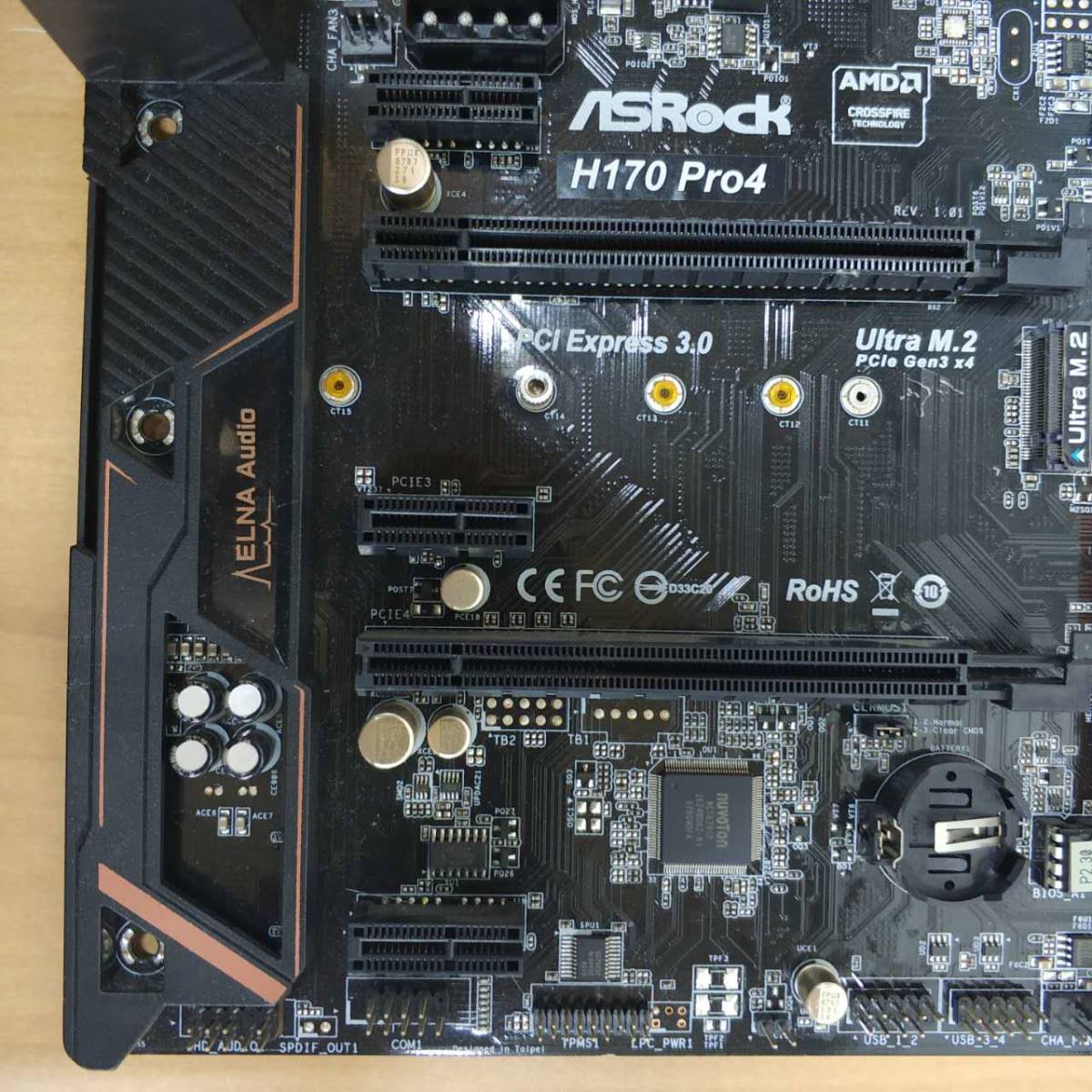 ASRock H170M Pro4/ATXマザーボード/(LGA1151)INTEL第６,7世代CPU対応/PCパーツ 自作PC DIY 修理材料★通電,BIOS立ち上がり確認済み_画像4