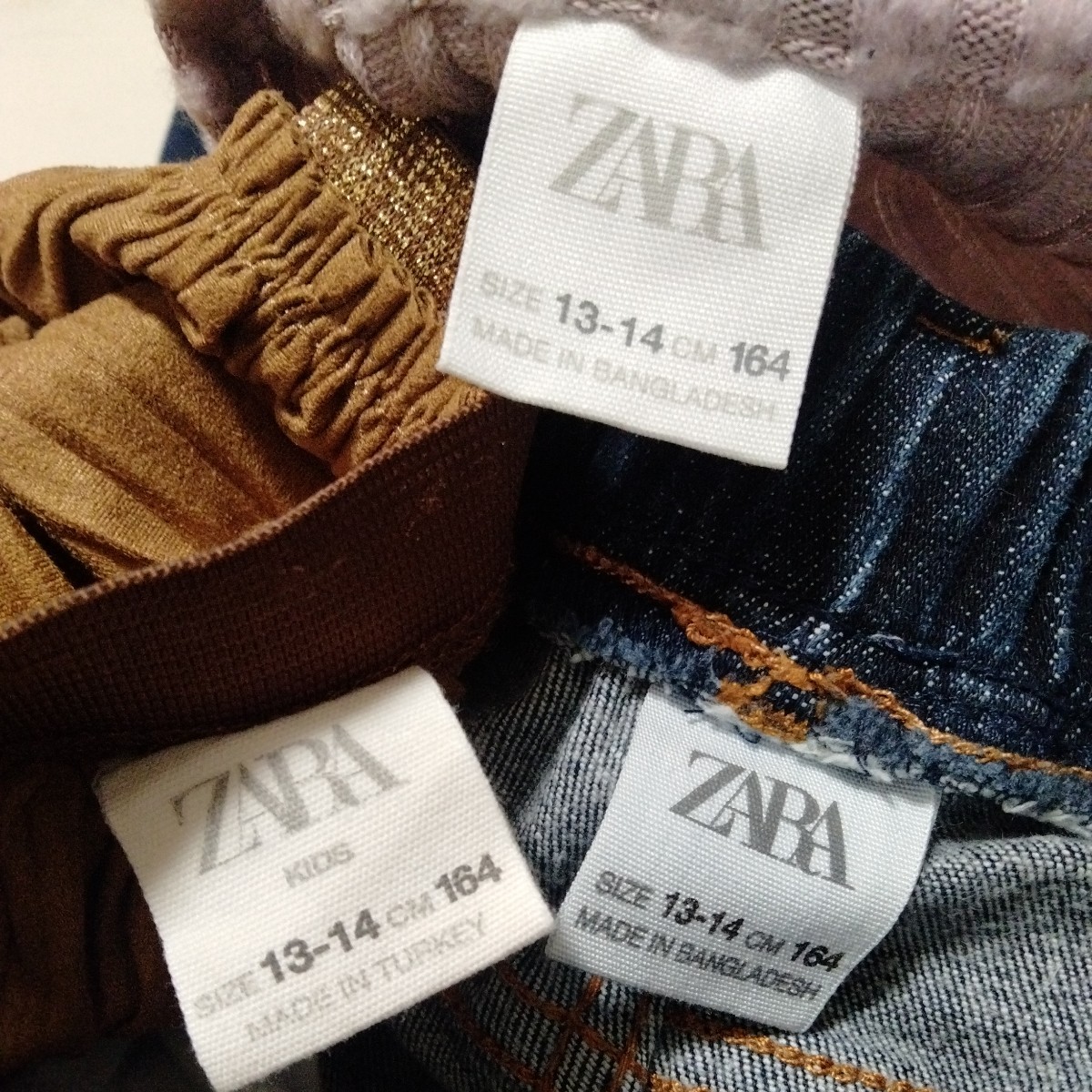 +WU16 まとめ 3枚 セット 福袋 女子 女の子 160 ZARA ザラ 164 長袖 ニット デニム プリーツスカート ピンク キャメル ネイビー_画像8