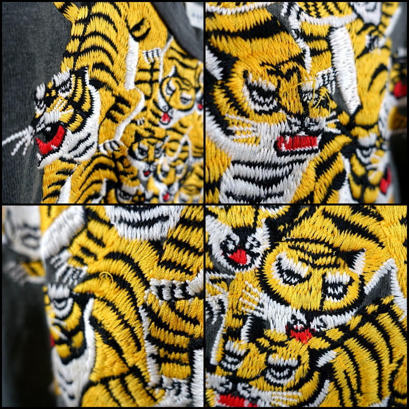 【良品】キャピタル　虎刺繍Ｔシャツ　Kapital　サイズ２（Ｍ相当）　チャコールグレー_画像9
