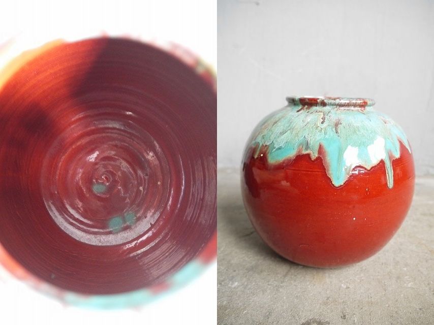 アンティーク　フランス製　陶器壺　ケース　つぼ　花瓶　フラワーポット　店舗什器_画像3