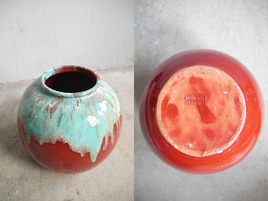 アンティーク　フランス製　陶器壺　ケース　つぼ　花瓶　フラワーポット　店舗什器_画像4