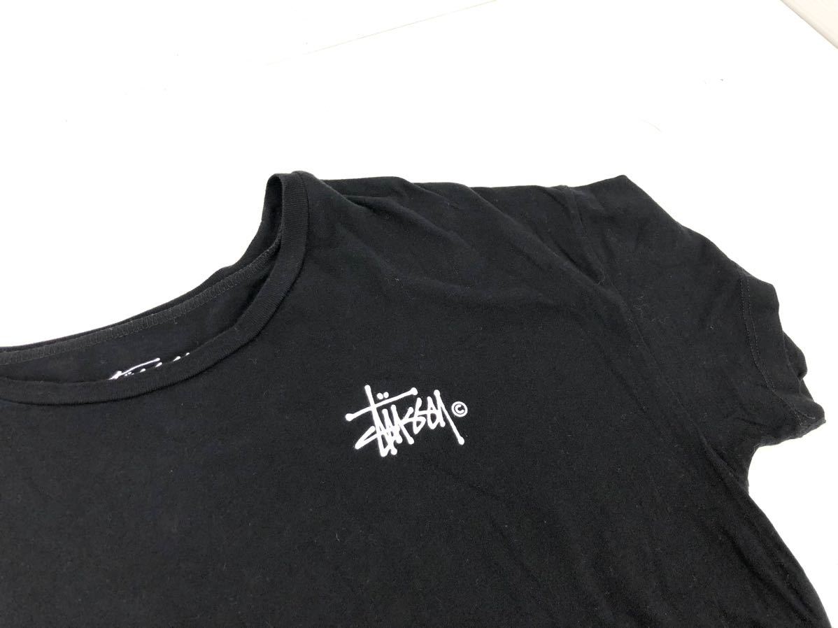 Stussy Stussy Logo S/S T-shirt FC2558 lady's S size black black short sleeves bag Logo 