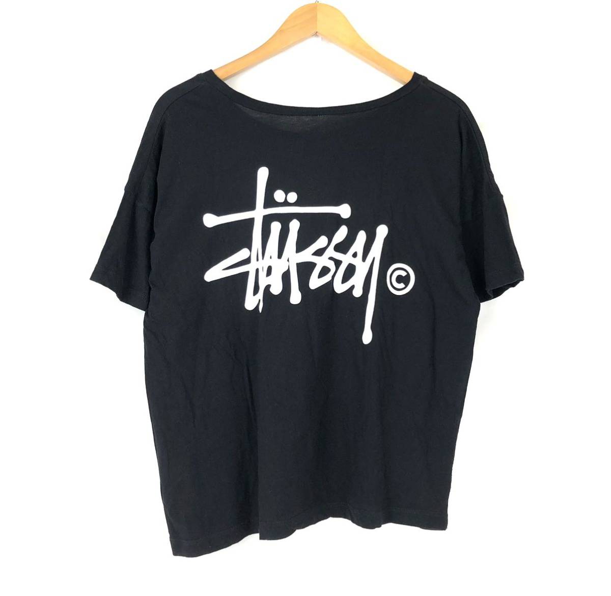 Stussy Stussy Logo S/S T-shirt FC2558 lady's S size black black short sleeves bag Logo 