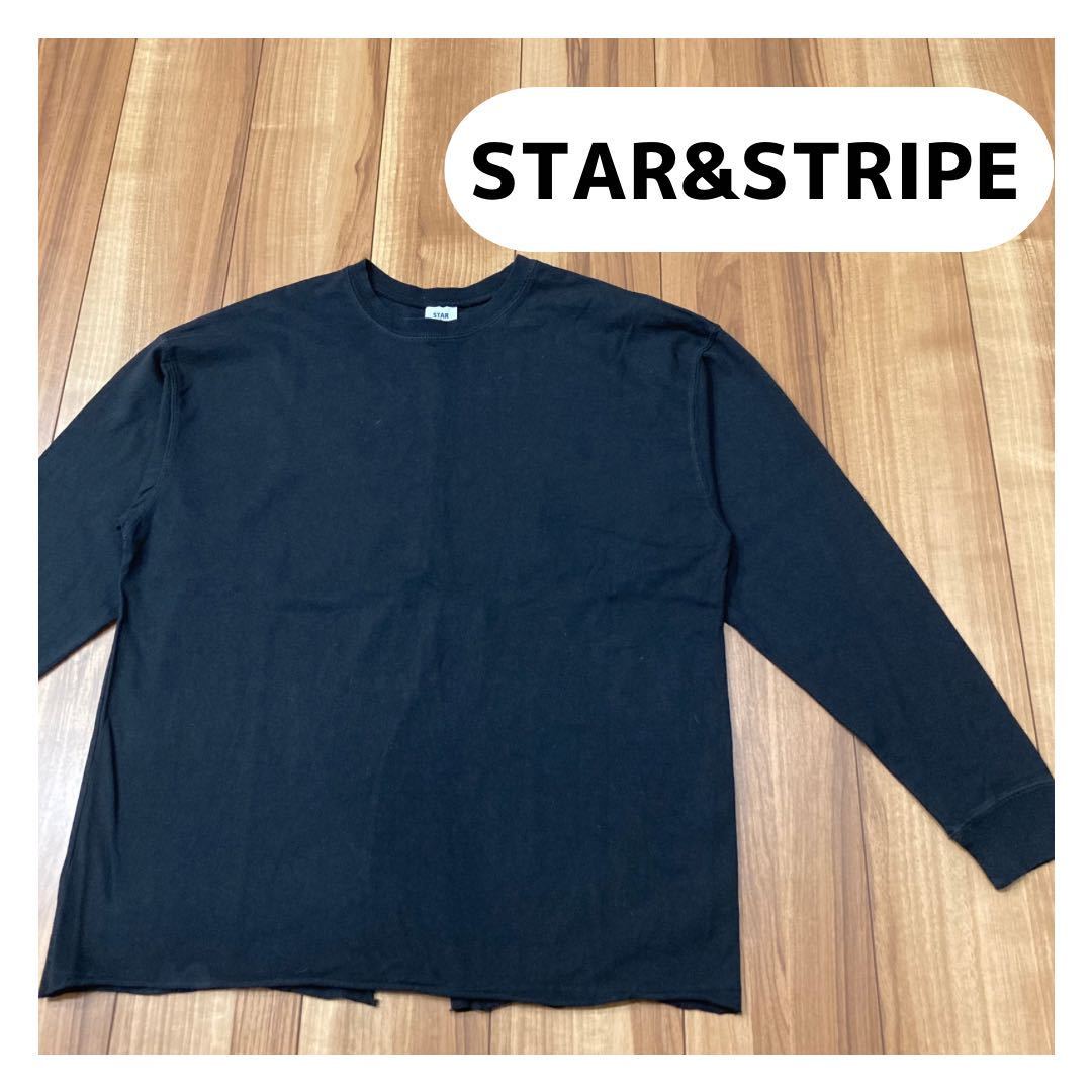 STAR&STRIPE スターアンドストライプ 長袖 Tシャツ カットソー ロンT クールネック USA製 スリット レディース サイズM 玉mc1848_画像1