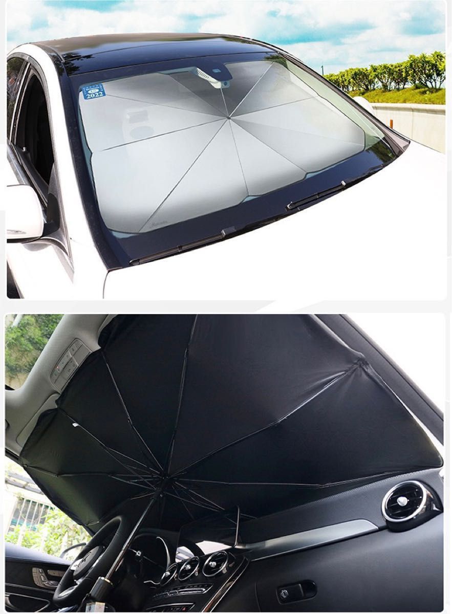 車 サンシェード フロントガラス　フロントサンシェード 車用 折りたたみ傘 日除け 日よけ uv 紫外線カット コンパクト