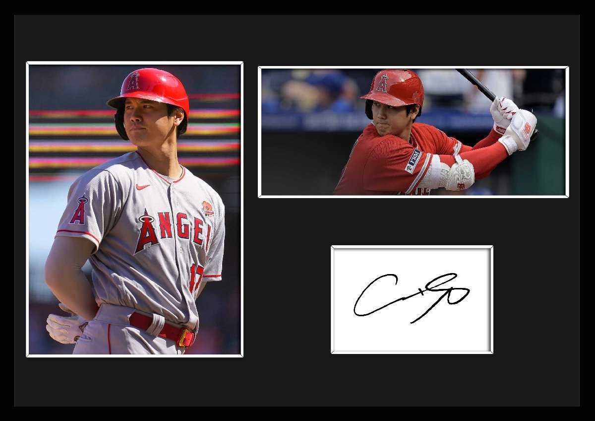 MLB Los Angeles *enzerus большой . sho flat автограф принт & сертификат имеется рама / цвет / дисплей (3c-3W)