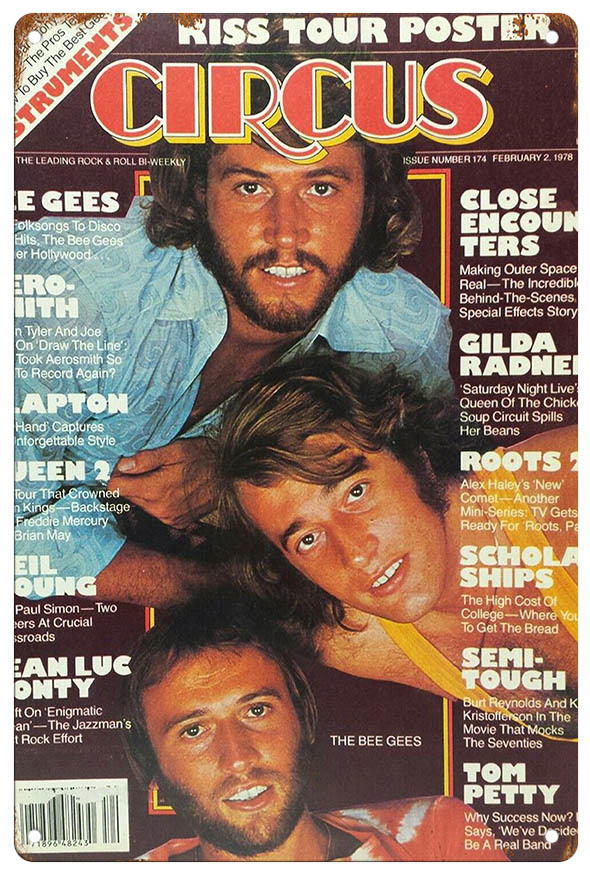 ブリキ看板【Bee Gees/ビー・ジーズ】ロックバンド/音楽/ポスター/マガジン風/雑誌/インテリア/サビ風-11_画像1