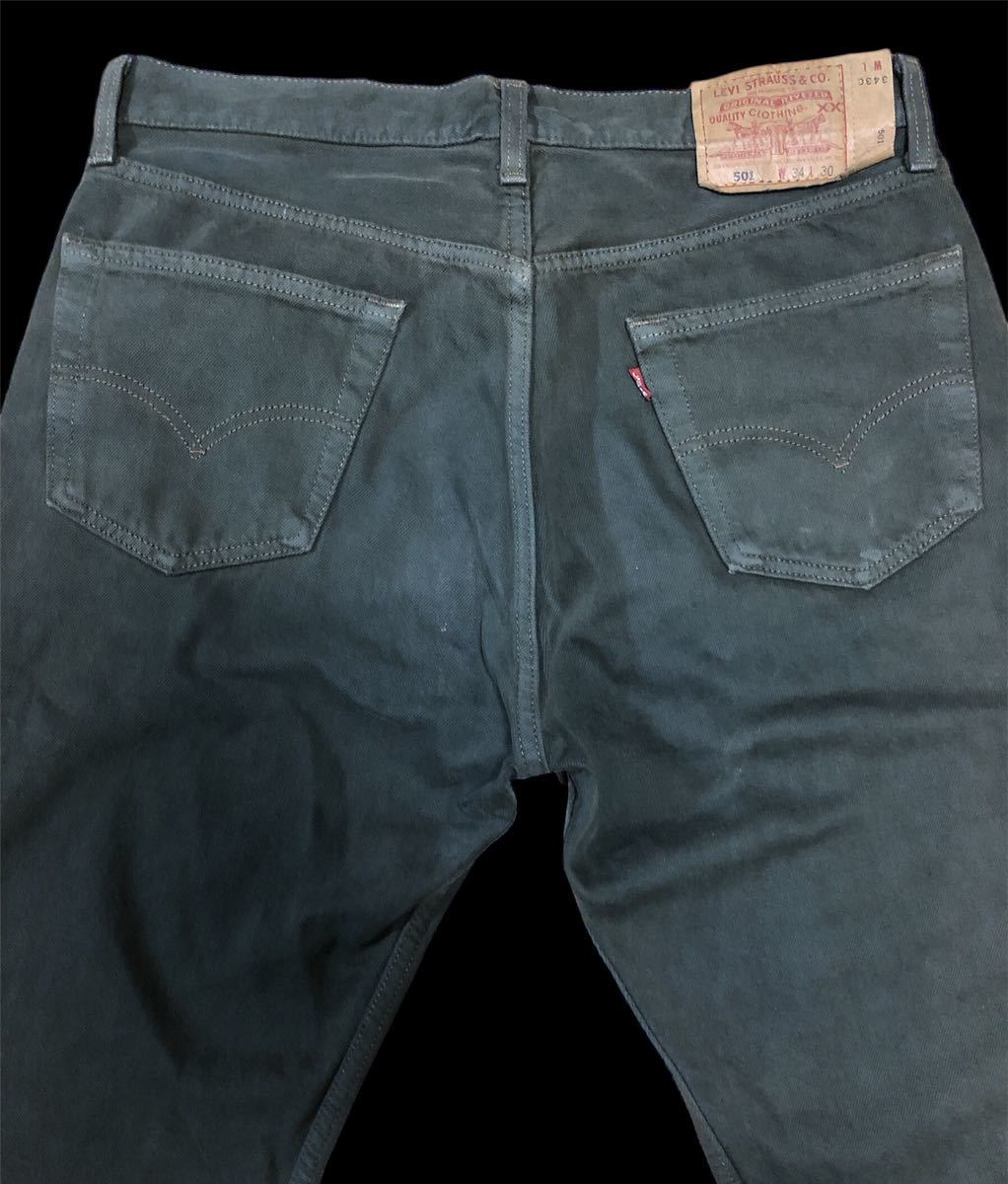 Levi's リーバイス 501 デニム/3430/後染め　カーキ/ W34 /MADE IN USA WPL 423/100% COTTON ジーンズ_画像2