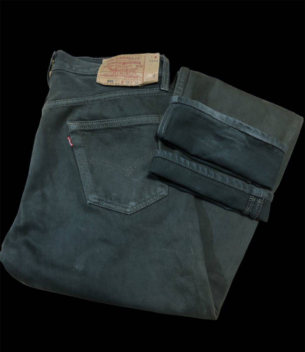 Levi's リーバイス 501 デニム/3430/後染め　カーキ/ W34 /MADE IN USA WPL 423/100% COTTON ジーンズ_画像1