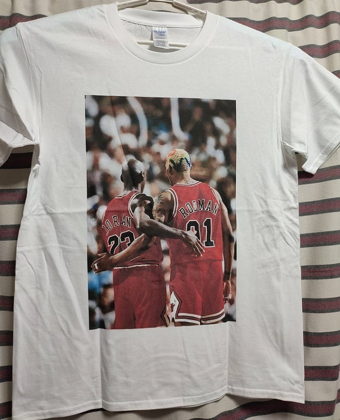 NBA デニスロッドマン DENNIS RODMAN マイケルジョーダン Michael Jordan【XLサイズ】◇BIGプリントTシャツ☆送料無料☆新品