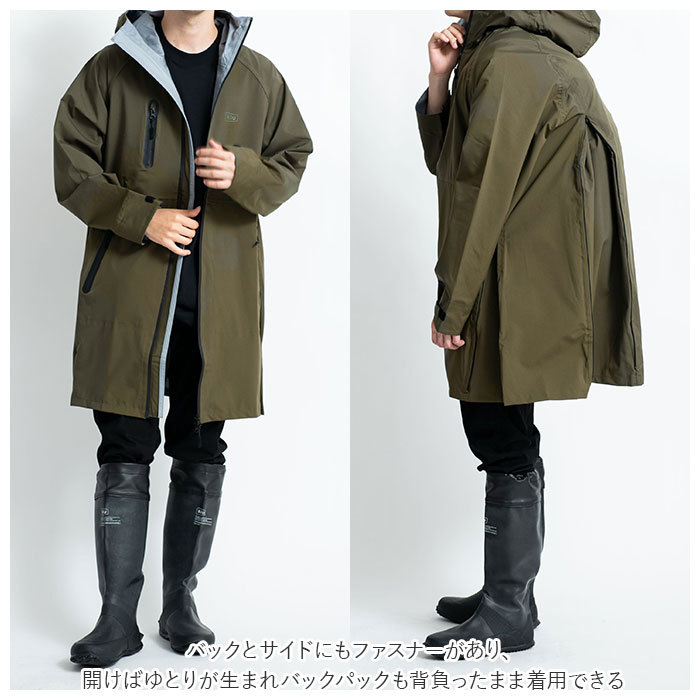 ☆ 916.レッド ☆ Mサイズ キウ kiu ロングジャケット レディース 通販 メンズ 2way レインコート レインウェア カッパ ストレッチ リュ