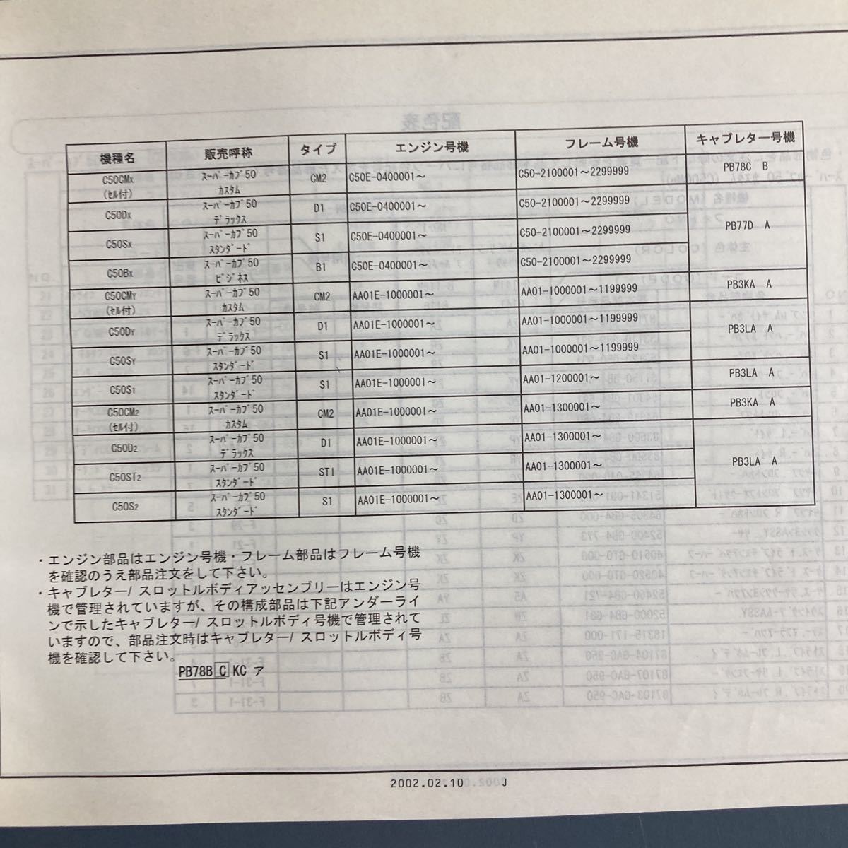 HONDA ホンダ スーパーカブ50 パーツカタログ パーツリスト 8版　C50　AA01_画像8