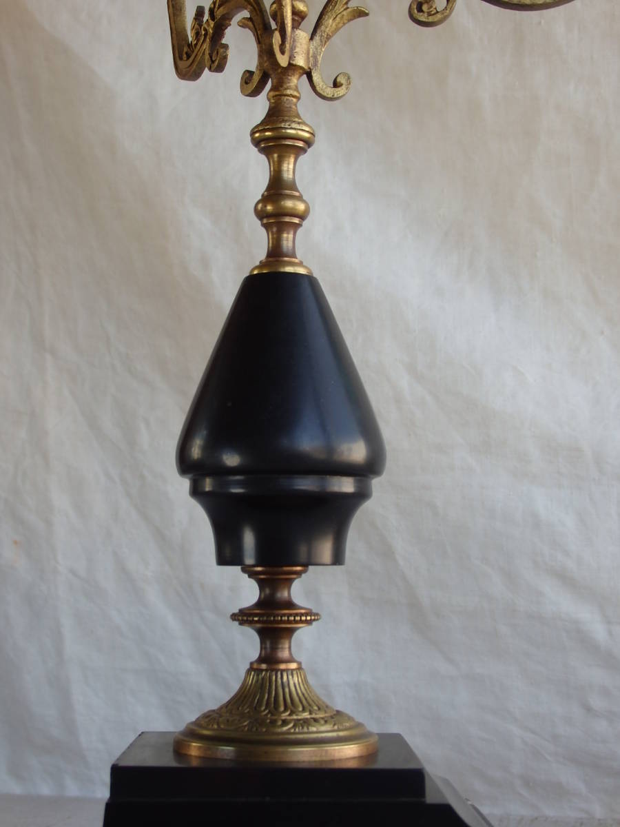 フランスアンティーク キャンドルスタンド 19世紀 大理石 ブロンズ 青銅 ホルダー 蝋燭立て 燭台 ブロカント ゴールド
