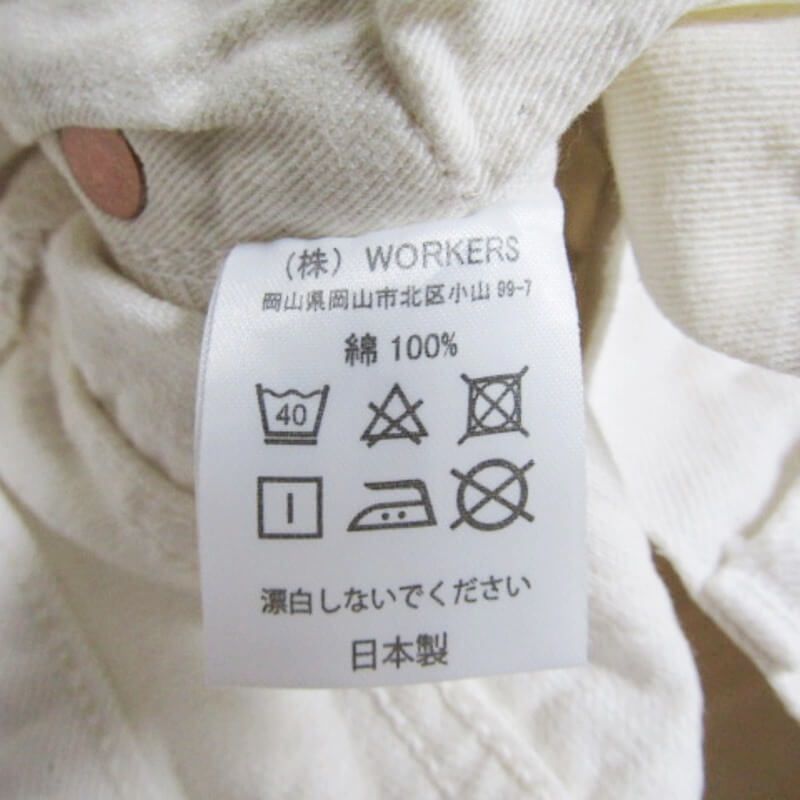 WORKERS ワーカーズ デニムパンツ 802 ボタンフライ コットン 日本製 ホワイト 白 34 27103055_画像9