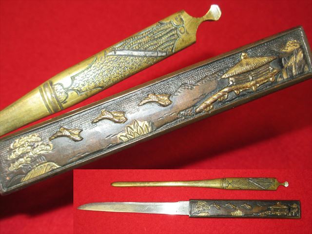 逸品】 SA151 時代物 小柄 笄 ２本 金象嵌 造り 刀装具 江戸期 鍔、刀装具