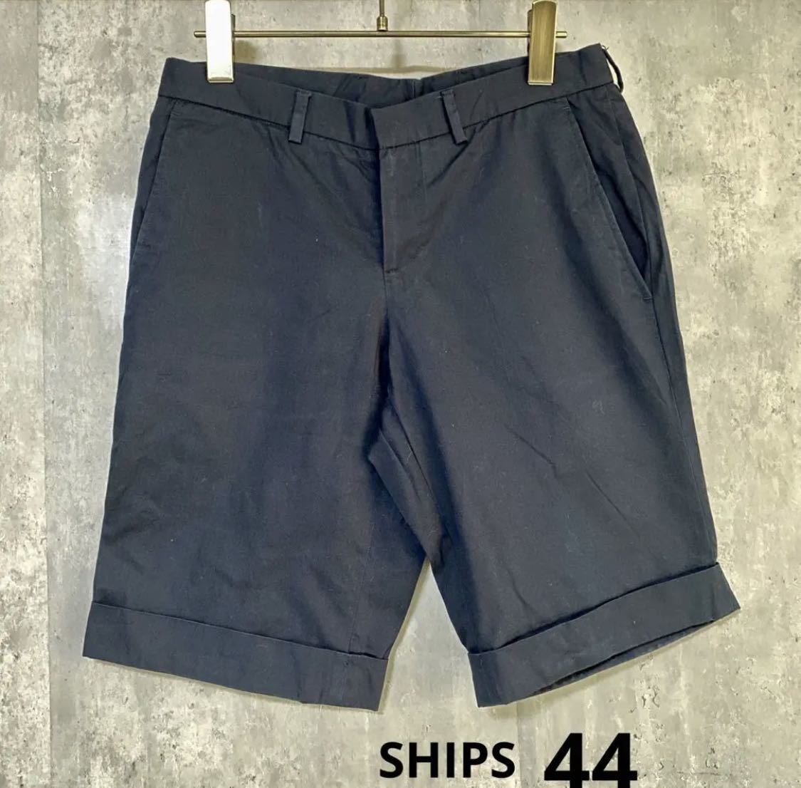 シップス　SHIPS 紺　ハーフパンツ　44 綿　薄手　ITALY S