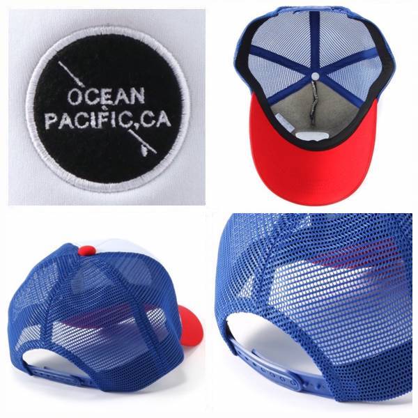 RHC取扱 正規新品【メッシュキャップ】Ocean Pacific【カーブキャップ】オーシャンパシフィック【メッシュ CAP】サーフボードワッペン 赤青_画像2