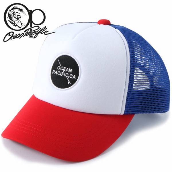 RHC取扱 正規新品【メッシュキャップ】Ocean Pacific【カーブキャップ】オーシャンパシフィック【メッシュ CAP】サーフボードワッペン 赤青_画像3