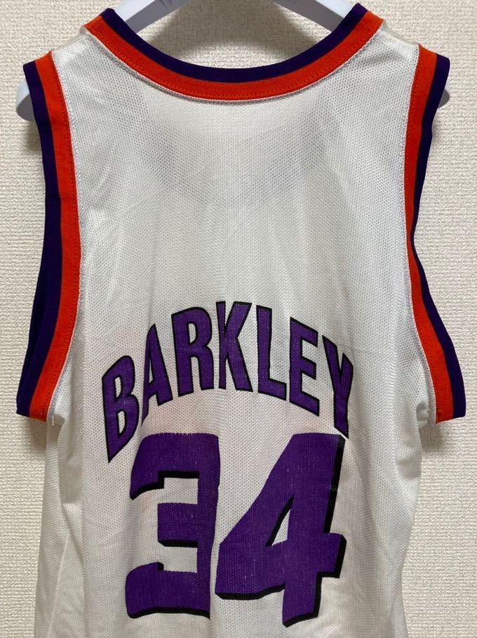 90's USAヴィンテージ champion チャンピオン ゲームシャツ NBAユニフォーム USA製 suns 44 BARKLEY 34 タンクトップ サンズ メッシュ_画像8