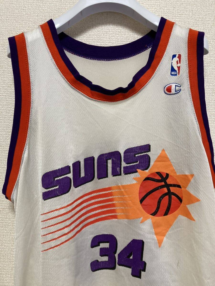 90's USAヴィンテージ champion チャンピオン ゲームシャツ NBAユニフォーム USA製 suns 44 BARKLEY 34 タンクトップ サンズ メッシュ_画像3