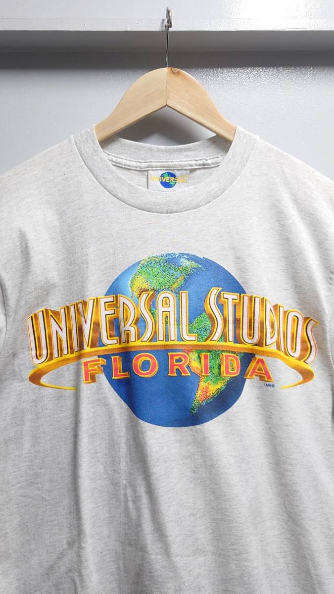 90’s UNIVERSAL STUDIOS FLORIDA ロゴ プリント Tシャツ アッシュグレー M ラグ付き デッドストック 半袖 ユニバーサルスタジオの画像3