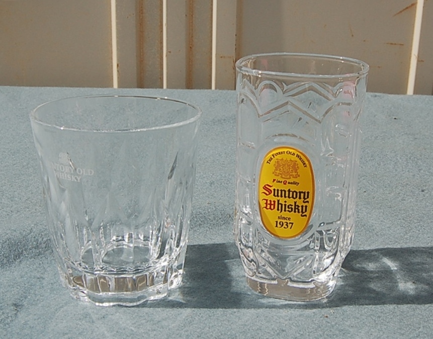 ガラス　水差し　アイスペール/氷入れ　　アラレ模様　　サントリー：角瓶グラス　オールド：ロックグラス_画像10