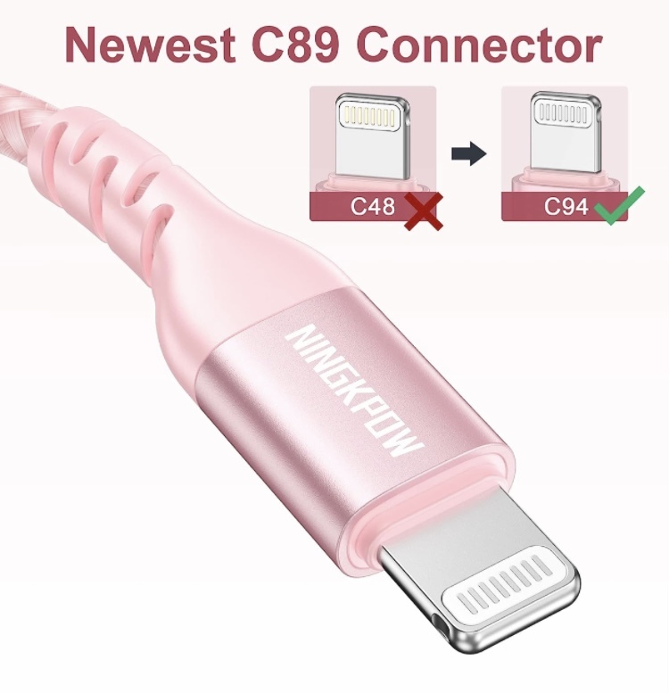 【C89コネクタ/ MFi認証】最新Apple 認証C89Lightningコネクタを採用　断線防止　超高耐久　２M・1本ピンク