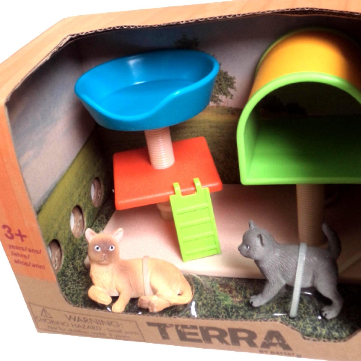 ★未使用　Terra キャットハウス 猫フィギュア 2体つき 　キャットタワー　撮影のため・ビニール袋より開封しました ★L420_画像3