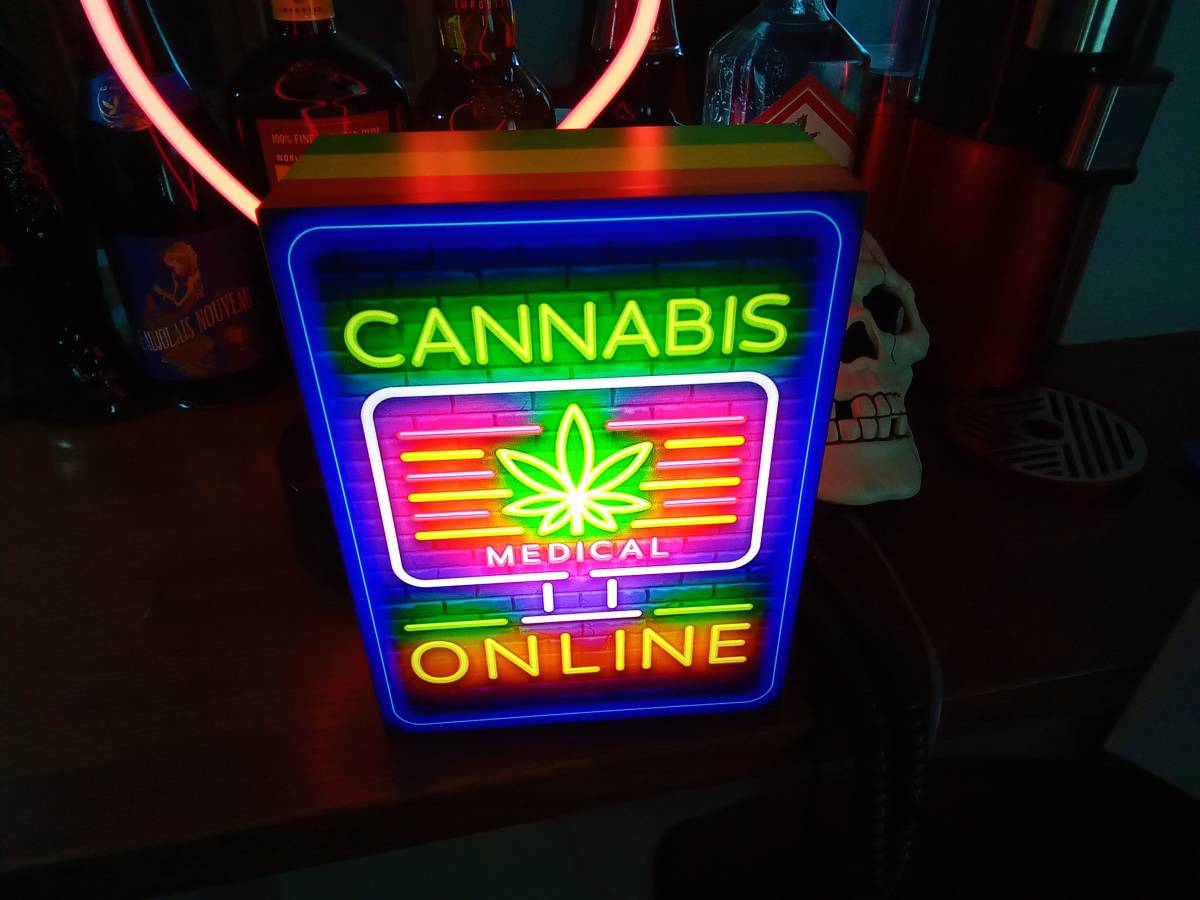 アメリカン ジャマイカ レゲエ ラップ 大麻 マリファナ ラスタカラー CANNABIS ONLINE サイン ライト 置物 雑貨 電飾看板 LED2way電光看板の画像7