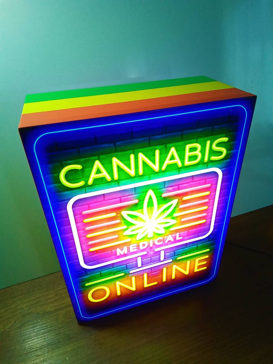 アメリカン ジャマイカ レゲエ ラップ 大麻 マリファナ ラスタカラー CANNABIS ONLINE サイン ライト 置物 雑貨 電飾看板 LED2way電光看板の画像2