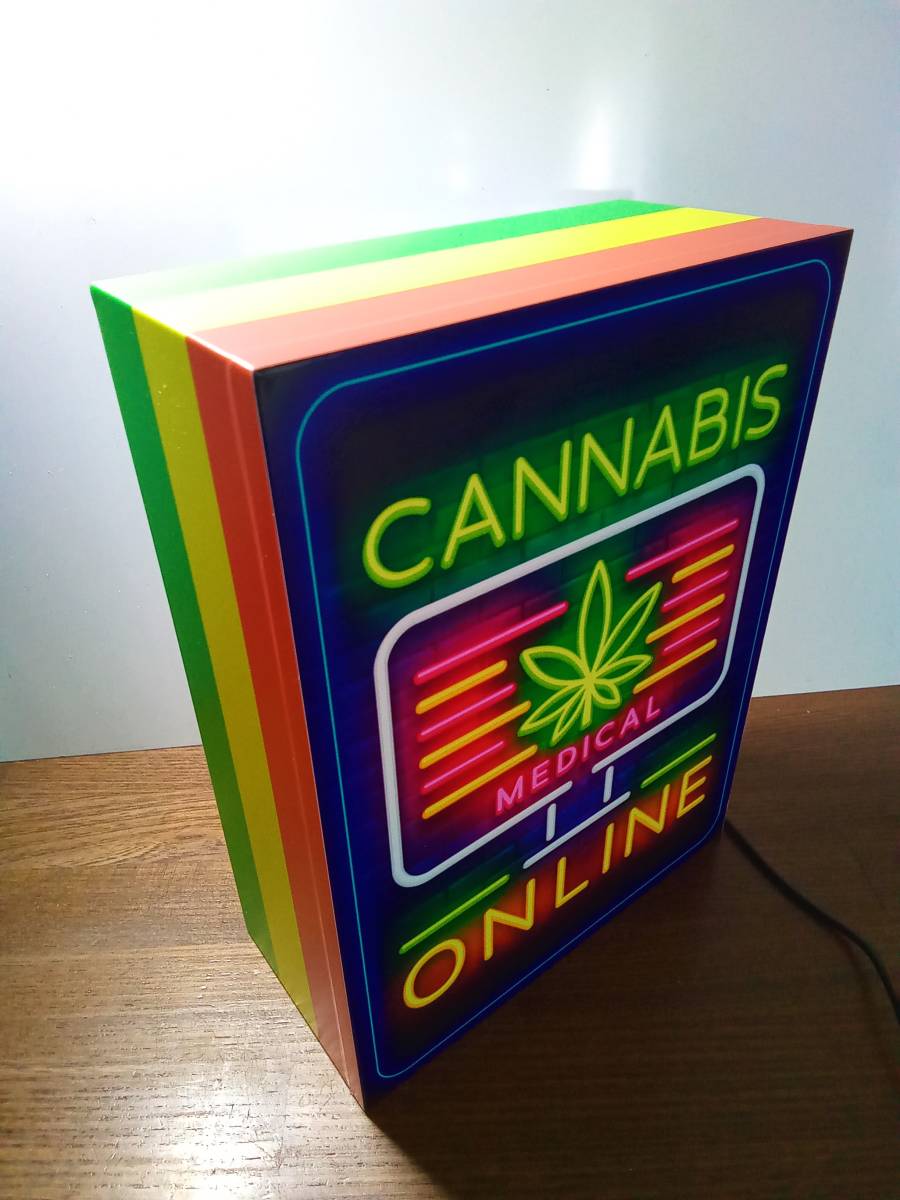 アメリカン ジャマイカ レゲエ ラップ 大麻 マリファナ ラスタカラー CANNABIS ONLINE サイン ライト 置物 雑貨 電飾看板 LED2way電光看板の画像5