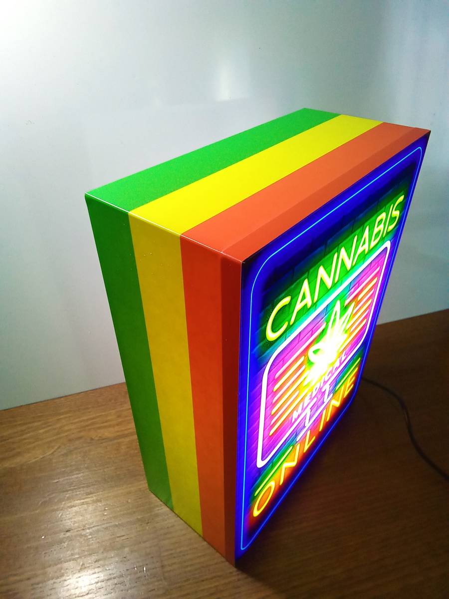 アメリカン ジャマイカ レゲエ ラップ 大麻 マリファナ ラスタカラー CANNABIS ONLINE サイン ライト 置物 雑貨 電飾看板 LED2way電光看板の画像3